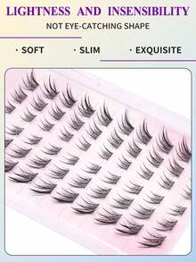 60 piezas de pestañas postizas autoadhesivas, mirada suave y natural de guiño de zorro, pestañas postizas C-Curl para párpado superior de Su Daji