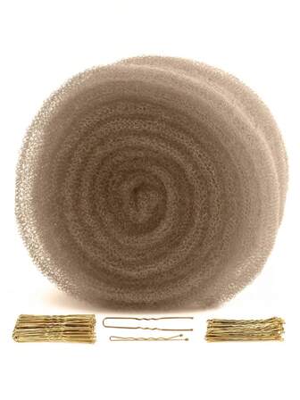 发髻海绵、头发填充物、发髻发圈、蓬松发髻工具、发垫、深棕色纯色尼龙发饰工具、适合所有季节、发型套装、美发工具套装