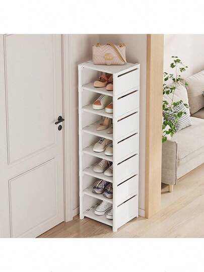 Estantería ajustable para zapatos de 4/5/6/7/8 niveles - Organizador de almacenamiento de entrada portátil, ensamblaje sin herramientas fácil para dormitorio y hogar, solución de almacenamiento de zapatillas y zapatos de varias capas, diseño elegante en negro y blanco | Estantería para zapatos duradera