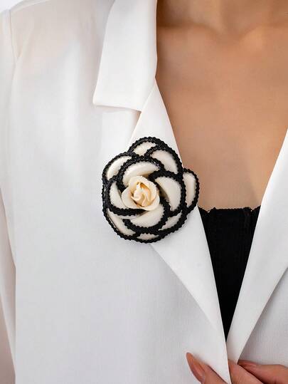 قطعة واحدة من دبوس الزهرة الأنيق على الطراز الأوروبي والأمريكي، زهرة الكاميليا البسيطة، متعدد الاستخدامات للارتداء اليومي والحفلات والمناسبات