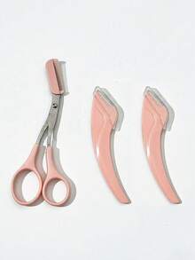 1/2/3pcs, Eyebrow Clippers/Crescent Shaped Eyebrow Trimmer, Blade, Novice Eyebrow Scraper, Male/Female Exclusive Set