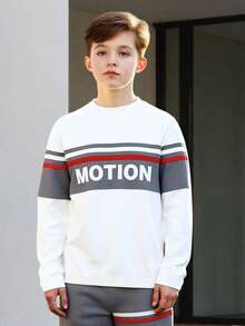2pcs/Set Boys' Letter Print Sweatshirt And Jogger Pants Set, Casual Daily Wear, Spring/Autumn/Winter