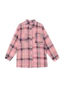 女士夏季时尚格子纽扣衬衫