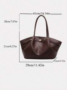 Dedoo CHAIKA & KILTER Solid Color PU Leather Shoulder Bag, Women's Retro Casual Large Capacity Handbag With Adjustable Strap, Pleated Design, Dual Handles And Magnetic Snap, Suitable For Travel, Shopping, Dating, Teens, College Students, Young Professionals, Office, School, Work, Business, Commuting, Outdoor, Travel, Hiking And More, New Fashion Large Capacity Women Tote - Coffee - View 7