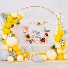 1 pieza Marco de arco de globos de metal, disponible en tamaños de 1.5/1.8/2/2.2/2.5m de arco circular, adecuado para bodas, aniversarios, cumpleaños, graduaciones, decoración de fiestas, arreglos de globos y flores (Dorado)