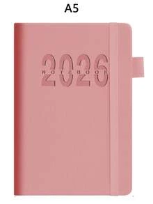 1pc 2026 A5 Calendar Planner, Business Notebook, A5-8.3 Inches X 5.6 Inches, Daily, Monthly, And Weekly Notebooks, Deluxe Deluxe Planner For School Office Schedules (Pink)