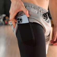 Men's 2-In-1 Bermuda Shorts Gym Running Fitness With Compression Workout - 深灰色 - 查看 2