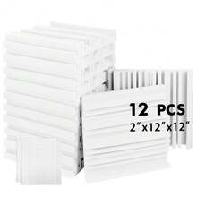 OLOEY Paneles de espuma insonorizante (12 piezas) 12 X 12 X 2 pulgadas / 10 X 10 X 2 pulgadas de diseño de alta densidad y amplia frecuencia para tratamiento acústico, ideal para oficinas, salas de conferencias, dormitorios, salas de estar, estudios de música y salas de cine en casa.