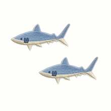 4pcs Blue Shark Embroidered Patches - Blue & White Ocean Theme Iron-On/Sew-On Fabric Appliques, High-Quality Heat Transfer/Sewing Decorative Patches For DIY Crafts, Clothing, Hats, Bags, Blankets - Ideal For Couples Outfits, Gifts, Journal Decorations - Fashionable Knitting Accessories, Embroidery Materials, Exquisite Details Embellishment