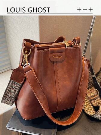 Korean High-End Versatile Bucket Bag, Fashionable And Solid Color Shoulder Bag, Retro And Niche Design, Women's Shoulder Bag Suitable For Work, Commuting, Daily Outings, Shopping And Dating