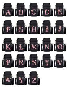 حقيبة كتف لتخزين الهاتف المحمول على شكل قلب فضي مع سحاب أسود، حروف A-Z باللون الوردي المائي، اكسسوارات عصرية ومريحة للأنشطة الخارجية، حقيبة هاتف محمول صغيرة، حقيبة معصم، حقيبة تسوق متقاطعة الجسم، حقيبة تخزين الهاتف المحمول، حقيبة مستحضرات التجميل، حقيبة رياضية متقاطعة الجسم، مناسبة للأصدقاء المهتمين بالرياضة، هدية مثالية للعائلة والأصدقاء