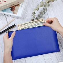 2 Pack Money Bags, Zipper Bank Deposit Bag, PU Leather Cash And Coin Pouch, Cash Register Bag 11x6.1 Inch Black+Blue