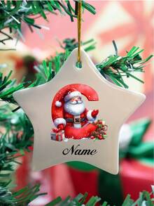 LICVIC Custom Christmas Decorations With Name, Personalized Christmas Tree Decorations, Customized Christmas Gifts, Customizable Christmas Craft Supplies, Diy Ornaments, Kids Souvenirs, Party Decorations, Round/Heart-Shaped/Star-Shaped Pendant, Ceramics, Garden, Room Decor, Cartoon, Boy, Girl, Kids, Family - Style a - View 3