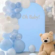 1pc Light Blue Wedding Arch Backdrop Cover - U-Shaped Elastic Semi-Circle Arch Cover, Solid Color Double-Sided Arch Stand Elastic Fiber Stretch Fabric Cover, Suitable For Birthday Party Ceremony Decoration, Wedding, Party Decor. (Arch Not Included, Fabric Background Only) - Baby Blue - View 4