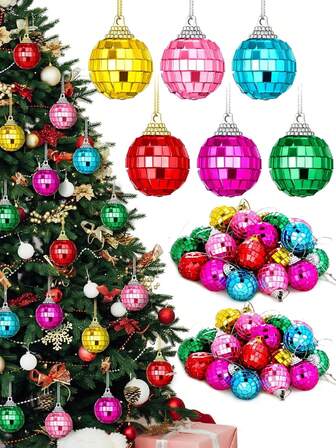 24/12/6pcs Mini Christmas Disco Balls, Christmas Tree Decorations, Hanging Reflective Mirror Disco Ball Decorations, Suitable For Hanging On Christmas Trees, Ceilings, Music Festivals, Table Centerpieces, Home Decorations, Cake Decorations, Christmas, Valentine's Day And Other Holiday Celebrations.