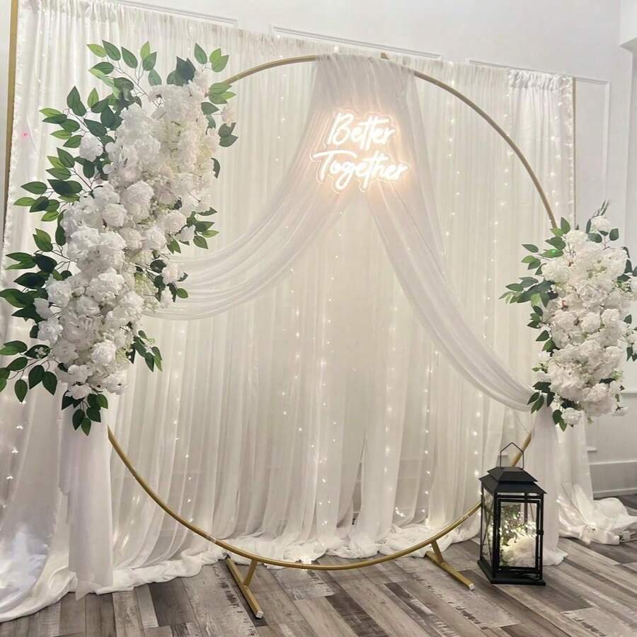 1 pieza Marco de arco de globos de metal, disponible en tamaños de 1.5/1.8/2/2.2/2.5m de arco circular, adecuado para bodas, aniversarios, cumpleaños, graduaciones, decoración de fiestas, arreglos de globos y flores (Dorado)