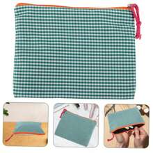 Ins-Style Simple Purple Checkered Cute Girlish Portable Storage Bag, Which Can Be Used As A Makeup Bag, Toiletry Bag Or Clutch.