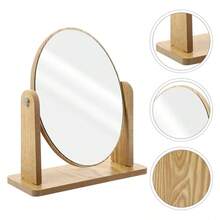 Oval Table Mirror With 360° Adjustment For Dressing Table, Portable Makeup Accessories And Decoration - Camel - View 2