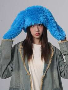 1 chiếc Mũ tai thỏ lông ấm áp dễ thương cho nữ, Mũ mùa đông bằng vải nhung dày bảo vệ tai, Thích hợp cho đi bộ ngoài trời, mua sắm, đội hàng ngày (Kích thước mũ nhỏ hơn bình thường) - Nhiều màu - Xem 5