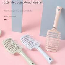 Hair Fluffy Comb Large Curved Comb Rib Comb High Skull Artifact Cherry Blossom Pink Fluffy Rib Comb High Skull Comb - 粉色 - 查看 1