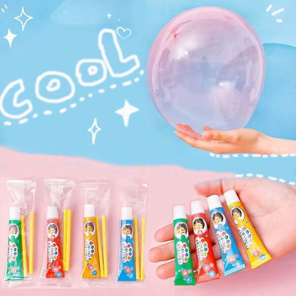 1/5/10 peças de balões de plástico clássicos de 4 cores, Natal, Halloween, Dia dos Professores, Ação de Graças, festa de volta às aulas, balões elásticos, balões criativos para soprar com canudos, presentes para festa de comemoração de feriados, enchimento de pinhata