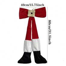 1pc Red Bow Plush Santa Leg Decor - Soft Wool Christmas Ornament For Tree, Home And Window Display - Ideal For Christmas, Wedding, Valentine's Day And Thanksgiving Decoration, Holiday Decor Home Decor Christmas Decorations Room Decor - Red - View 5