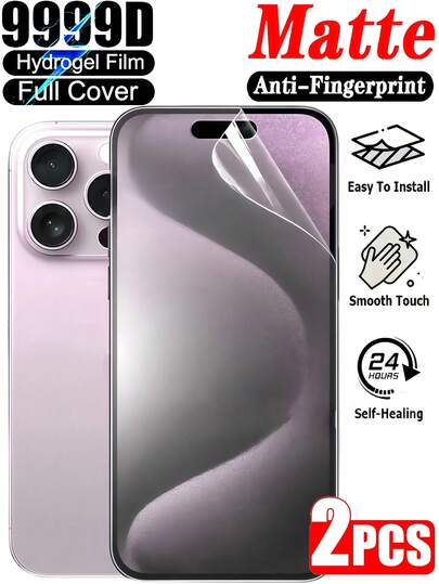 2Pcs Matte Hydrogel Film Screen Protector, Anti-Fingerprint Full Coverage, Easy Installation Compatible With IPhone 17/16/15/14/13/Pro Max Plus Series/Compatible With Samsung Galaxy S26/S25/S24/S23/S22 Ultra/A57/A56/A55/A54/A53/A07/A06/A17/A16/ 4G 5G Anti Glare, Explosion-Proof, Scratch Resistant, Scratch Resistant, Automatic Repair Soft Film [Not Glass]