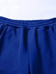 2 Stück/Set Jungen & Teenager Lässiger Sport Kontrast Farbe KING Muster Hoodie Sweatshirt und Kontrast Farbe Hose Set, Frühling/Herbst