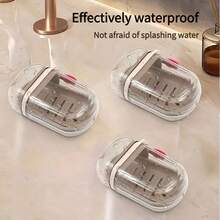 1pc Luxury Transparent Plastic Soap Dish With Drainage Tray, Portable Travel Soap Box, Non-Slip Design, Easy To Clean And Carry - Clear - View 8