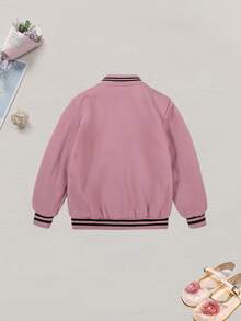 女童双面粉色夹克，适合通勤