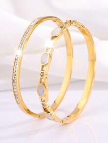 Camhanno Dos pulseras exquisitas y sencillas de acero inoxidable, adecuadas para citas, reuniones de fiesta y viajes diarios. Regalos perfectos para realzar el estilo, accesorios de moda y exquisitos para el uso diario y las fiestas. Regalos creativos para amigos.