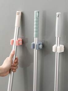 1/2/4/6pcs Mop Holder, Strong Mop Hook, Waterproof Mop Clip, Broom Clip, Wall Mounted Mop And Broom Storage Clip, Self-Adhesive Broom Hanger, Mop Hanging Rack, Adhesive Bathroom Storage Rack For Broom Mop Umbrella, Bathroom Multipurpose Sticky Hook, Multifunctional Tools Storage Clip For Bathroom Kitchen Garden Kitchen Items Kitchen Accessories Kitchen Tools - Multicolor - View 1