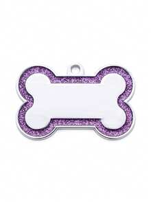 1pc Customized Text Pet Tag, Zinc Alloy Dog Anti-Lost ID Tag With Glitter Pink Circle, Customized Bone Shaped Dog Tag - Engraved For Pet Identification, Essential For Holidays/Parties