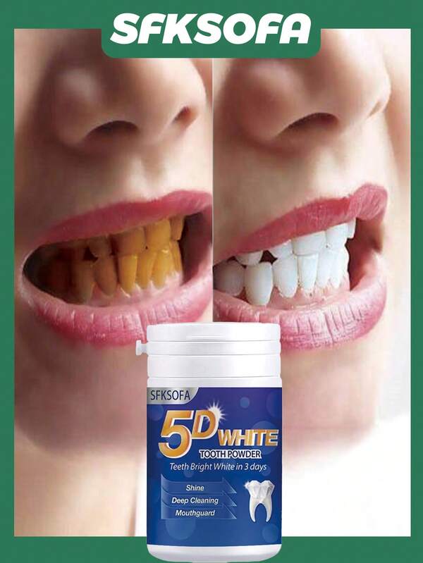 ¡Tecnología de blanqueamiento 5D! Polvo dental que blanquea, limpia en profundidad y protege las encías en 3 días