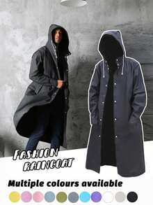 EVA长款雨衣，带可调节风帽，男女通用，纯色防水长袖连帽雨衣，防风保暖 - 轻便透气，全面覆盖，高品质外套，适合骑行、徒步、钓鱼 - 黑色雨衣，带拉链收纳袋，春夏精选，伴娘礼物，房间装饰，卧室装饰，海滩，旅行，男士，女士，度假，可爱小物，母亲节礼物，卧室装饰，花园，厨房装饰，夏季，海滩，旅行必备，房间装饰，软萌，毕业季 - 彩色 - 查看 1