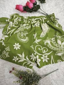 Women's Solid Color Shorts - Flower Green - View 1