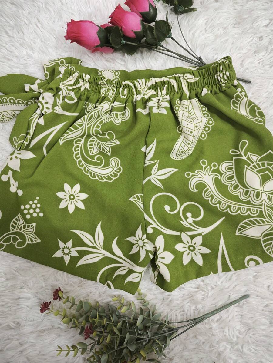 Women's Solid Color Shorts - Flower Green - View 1