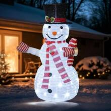 Dazzle Bright Christmas Snowman Decorations 3 5 FT Pre Lit 70 LED Pop Up Snowman Collapsible Lighted Snowman With Metal Stand For Indoor Outdoor Garden Yard Home Party Xmas Decor - trắng - Xem 1