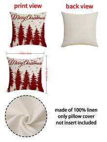 1pc/4pcs Christmas Snowflake, Holly, Reindeer Print Linen Throw Pillow Cover, 17.7*17.7inch/45X45cm, Decorative Pillow Case For Room, Bedroom, Sofa (No Pillow Insert)