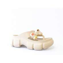Chanclas casuales de verano para mujeres, diseño de dibujos animados con moño, suela gruesa antideslizante, cómodas sandalias tipo nube, ideales para vacaciones en la playa, zapatillas para el hogar y el dormitorio, calzado para damas en tallas grandes, m - Negro - Ver 3