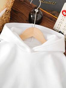 Young Boys' Letter Print Warm Sweatshirt - White - View 3