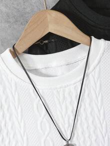 2件套男童提花针织罗纹休闲长袖T恤和T恤 - 黑與白 - 查看 3