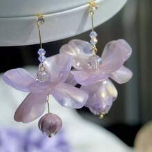 2pc Purple Long Flower Tassel Earrings Sweet Accessories - 09-2405 Màu tím - Xem 5