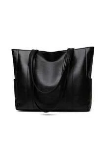 Túi xách xuyên biên giới đang thịnh hành, unisex, thời trang, chất liệu PU, màu trơn, tối giản, đa chức năng đeo vai/xách tay/xách ngang, phù hợp cho sinh hoạt hàng ngày, đi làm, mua sắm, du lịch và nhiều dịp khác. - màu đen - Xem 2