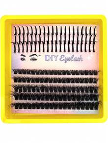 3-In-1 False Eyelash Clusters, 200D/160D/120D/100D/80D/60D Long 6-20mm Pointed Tip Lower Lashes, 280/264/248/232/216 Pieces, Thick Single Lash, DIY Pointed Tip Lashes, Cartoon Style Lash Clusters, Mink Fur Lash Strips, Thick Type - D - 查看 7