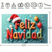 1 Feliz Navidad" Large Mexican Christmas Door Flag - Holiday Snowflake And Ornament Design, Polyester, Indoor/Outdoor Holiday Decor, Perfect For All Seasons, Multiple Sizes Available, Christmas Decorations
