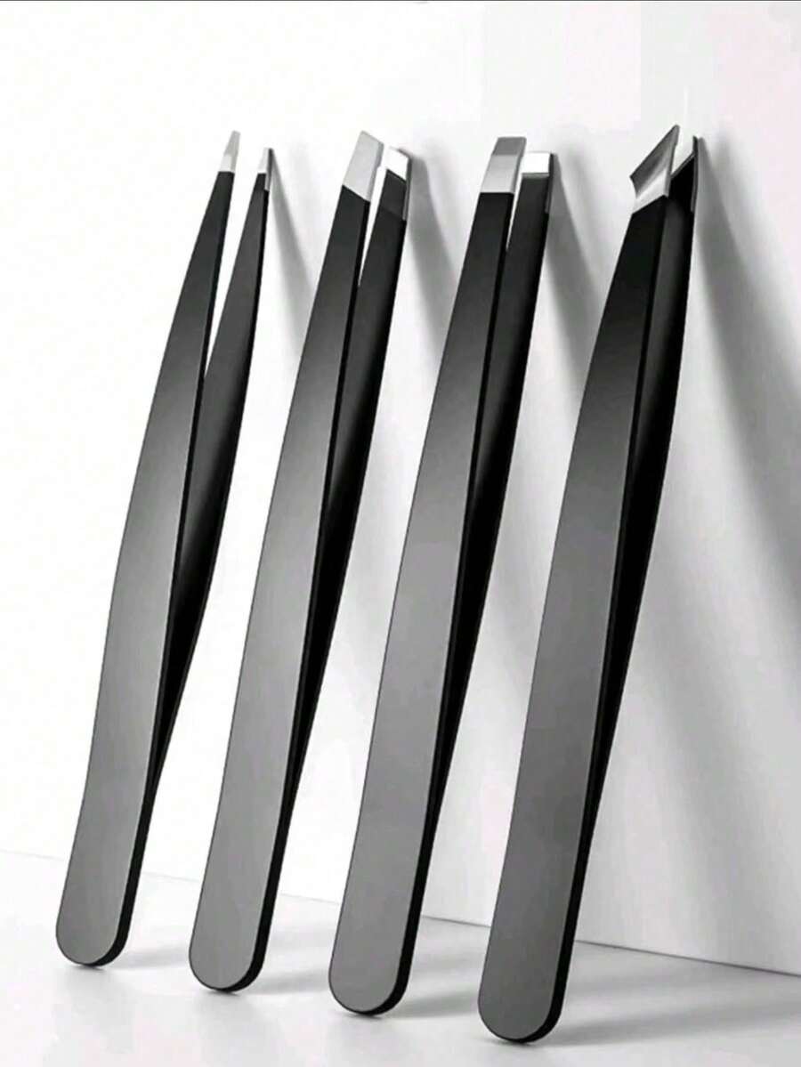 4Pcs Precision Tweezers Set For Eyebrows, Professional Stainless Steel Tweezers For Eyebrows - Great Precision For Facial Hair, Splinter And Ingrown Hair Removal Eyebrow Trimmers Hair Removal, Face Hair Removal, Hair Trimmer, Hair Trimmer, Barber Supplies, Haircut, Bag, Organizer, Storage, Hair Accessories