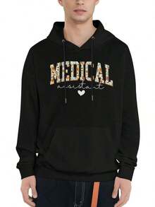 Men's Hoodie Floral Medical Assistant Hoodies For Men Long Sleeve Comfy Casual Pullover Sweatshirts Men Hoodies Hooded Pullover Sweatshirts With Pockets Sweatshirt For Men Gifts For Men