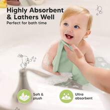 Paquete de 6 toallitas orgánicas para bebés - Toallitas suaves de viscosa de bambú, toallitas para bebés, toallitas para recién nacidos, niños, toallas de baño para bebés, toalla facial, toallitas para lavar la cara (rosa rubor) - Pistacho - Ver 8