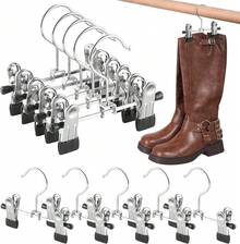 10 Pack Boot Hangers For Closet Organizers With Clips, Closet Space Saving Storage Of Boots Leggings Jeans Scarves Hats - Silver - View 7